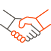 Icon of a handshake between two people.